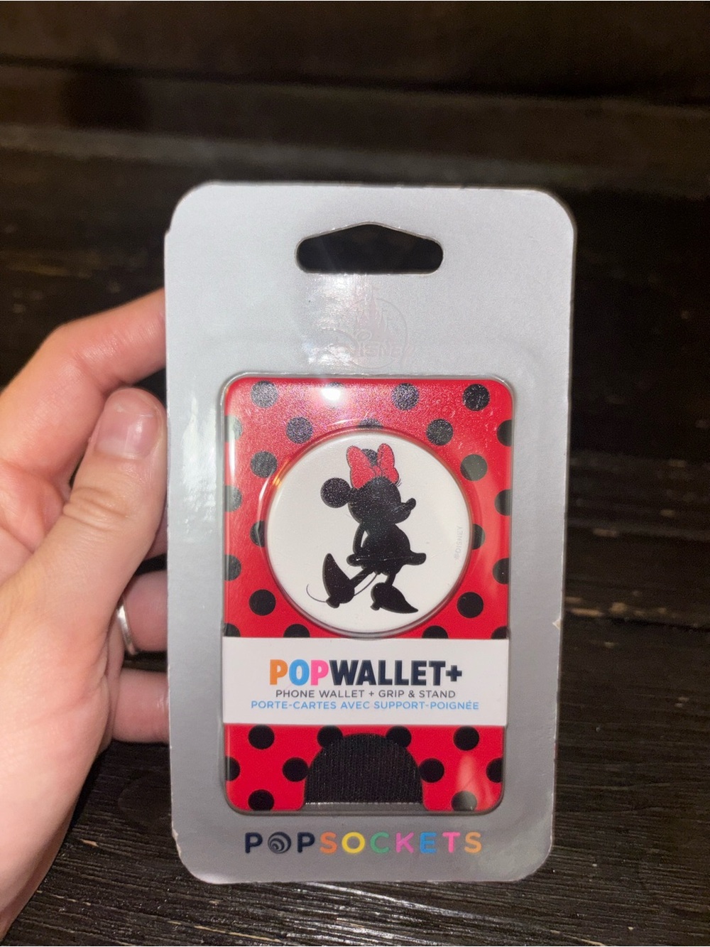 PopSocket PopWallet+ Minnie Silhouette Red with Black Polka Dots